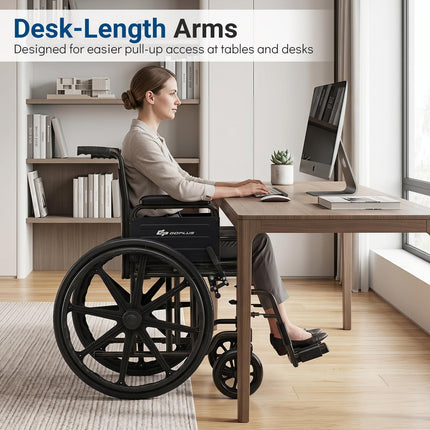 Goplus Lightweight Folding Wheelchair for Adults | Heavy-Duty Mobility Support for Senior