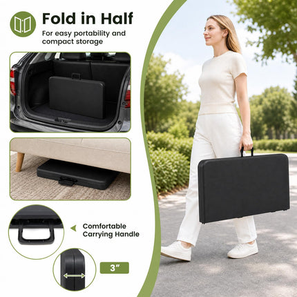 Goplus 34” Folding Table Square Foldable Card Table with Carrying Handle for Picnic Camping