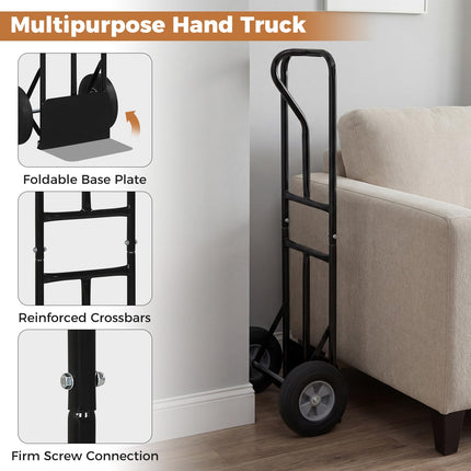 Goplus Metal Hand Truck Heavy-Duty 600 LBS Moving Dolly Cart with 10" Rubber Wheels