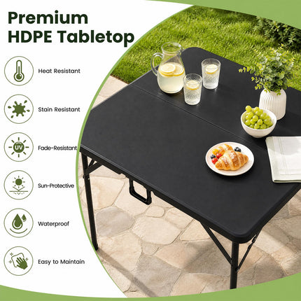 Goplus 34” Folding Table Square Foldable Card Table with Carrying Handle for Picnic Camping