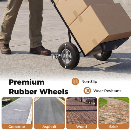 Goplus Metal Hand Truck Heavy-Duty 600 LBS Moving Dolly Cart with 10" Rubber Wheels