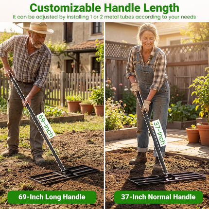 Goplus 30" x 10" Heavy Duty Lawn Leveling Rake w/ Ergonomic Handle for Soil