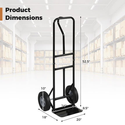 Goplus Metal Hand Truck Heavy-Duty 600 LBS Moving Dolly Cart with 10" Rubber Wheels