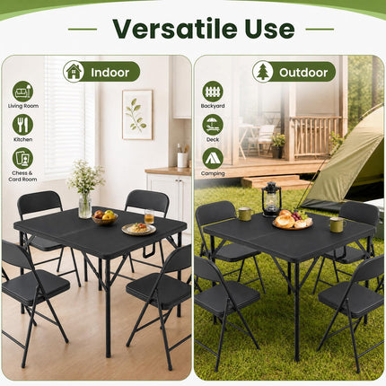 Goplus 34” Folding Table Square Foldable Card Table with Carrying Handle for Picnic Camping