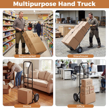 Goplus Metal Hand Truck Heavy-Duty 600 LBS Moving Dolly Cart with 10" Rubber Wheels