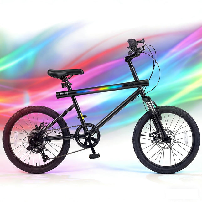 Goplus 20" LED-lit Mountain Bike w/Stereo Speakers and High Carbon Steel Frame