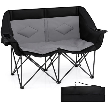 Goplus Oversized Padded Loveseat w/Cup Holders Glass Racks and Mesh Pockets
