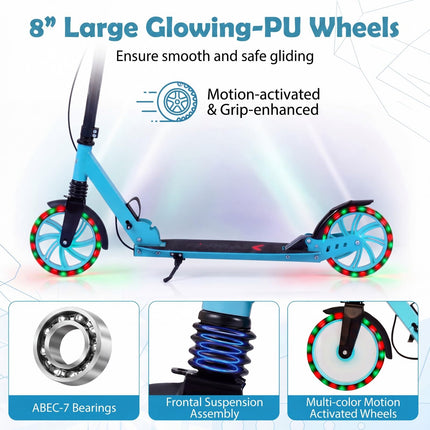 Goplus Foldable Kick Scooter for Teens Adults with Light-up Wheels