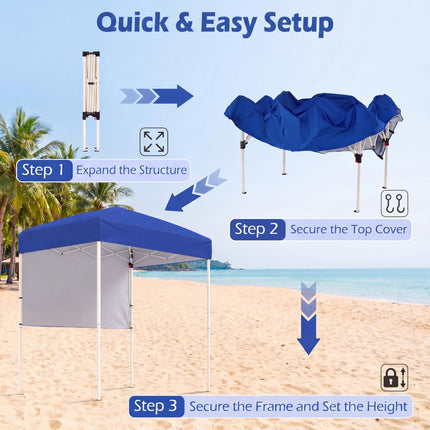 Goplus 6 x 4 FT Pop Up Canopy UPF50+ Easy Setup Tent w/ 1 Half Sidewall