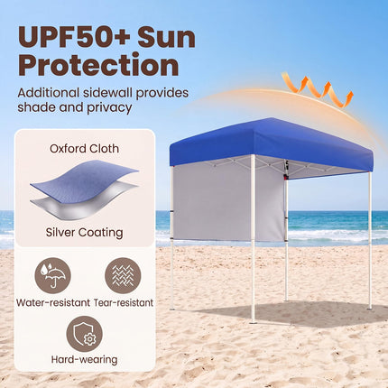 Goplus 6 x 4 FT Pop Up Canopy UPF50+ Easy Setup Tent w/ 1 Half Sidewall