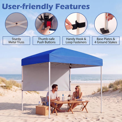 Goplus 6 x 4 FT Pop Up Canopy UPF50+ Easy Setup Tent w/ 1 Half Sidewall