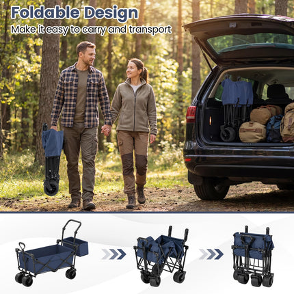 Goplus Collapsible Wagon w/Canopy Detachable Storage Bag & Big Wheels