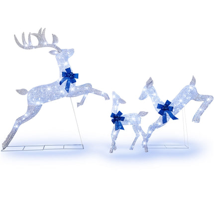 Goplus 3 Pieces Light up Christmas Reindeers with 255 Cold White Lights