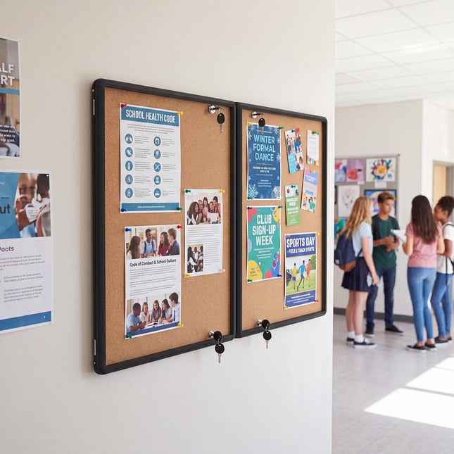 Goplus 47.5” x 35.5” Enclosed Bulletin Board with Aluminum Frame for School Office