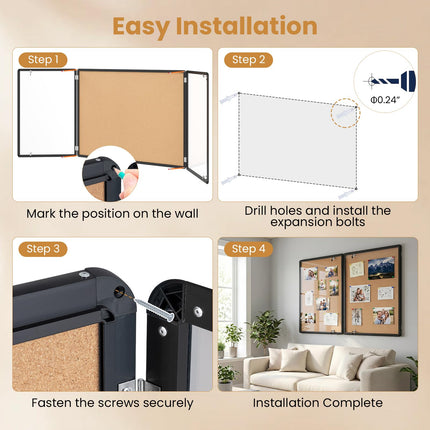 Goplus 47.5” x 35.5” Enclosed Bulletin Board with Aluminum Frame for School Office