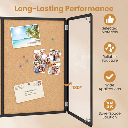 Goplus 47.5” x 35.5” Enclosed Bulletin Board with Aluminum Frame for School Office