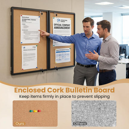 Goplus 47.5” x 35.5” Enclosed Bulletin Board with Aluminum Frame for School Office