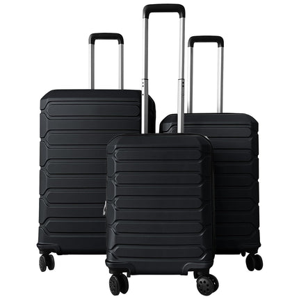 Goplus 3 Piece Cross Stripe Luggage Set with 360° Spinner Wheels & Telescope Handles
