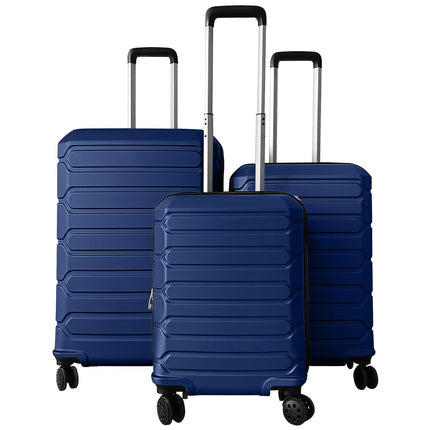 Goplus 3 Piece Cross Stripe Luggage Set with 360° Spinner Wheels & Telescope Handles