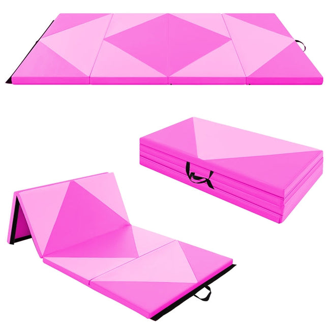 Goplus 8' x 4' x 2" Folding Tumbling Mat with Carry Handles, Hook & Loop Fasteners