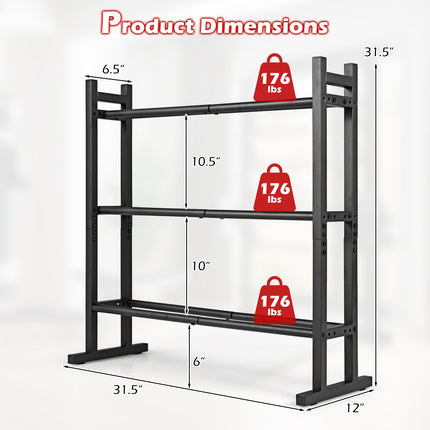 Goplus 3-Tier Dumbbell Rack 529LB Capacity Heavy-Duty Adjustable Weight Rack Stand