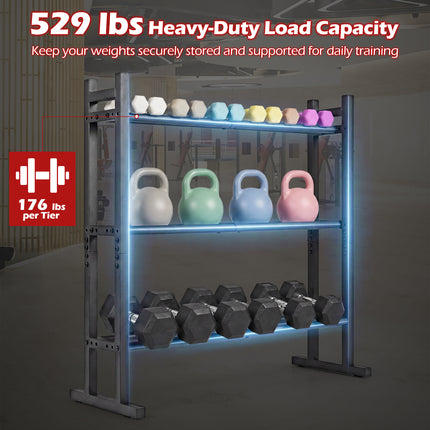 Goplus 3-Tier Dumbbell Rack 529LB Capacity Heavy-Duty Adjustable Weight Rack Stand