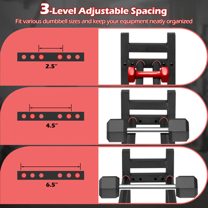 Goplus 3-Tier Dumbbell Rack 529LB Capacity Heavy-Duty Adjustable Weight Rack Stand