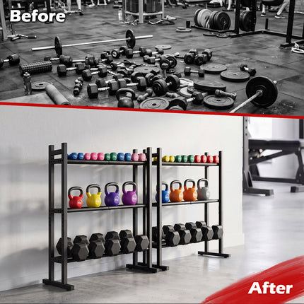 Goplus 3-Tier Dumbbell Rack 529LB Capacity Heavy-Duty Adjustable Weight Rack Stand