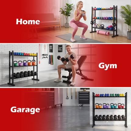 Goplus 3-Tier Dumbbell Rack 529LB Capacity Heavy-Duty Adjustable Weight Rack Stand
