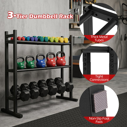 Goplus 3-Tier Dumbbell Rack 529LB Capacity Heavy-Duty Adjustable Weight Rack Stand
