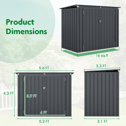 Goplus 6.3 x 2.8 FT Outdoor Storage Shed w/Lockable Door & Hydraulic Gas Rod