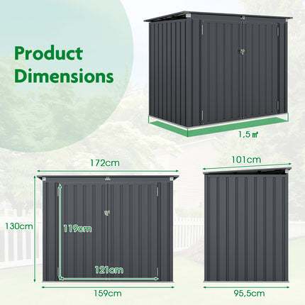 Goplus 6.3 x 2.8 FT Outdoor Storage Shed w/Lockable Door & Hydraulic Gas Rod