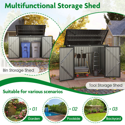 Goplus 6.3 x 2.8 FT Outdoor Storage Shed w/Lockable Door & Hydraulic Gas Rod