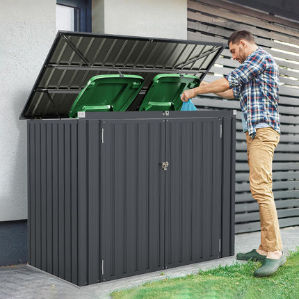 Goplus 6.3 x 2.8 FT Outdoor Storage Shed w/Lockable Door & Hydraulic Gas Rod