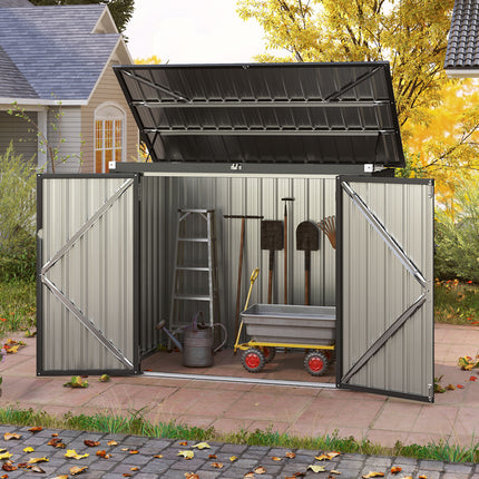 Goplus 6.3 x 2.8 FT Outdoor Storage Shed w/Lockable Door & Hydraulic Gas Rod