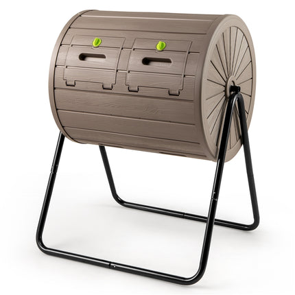 Goplus 37.5 Gallon Large Outdoor Compost Bin w/Dual Chambers & 2 Lockable Doors