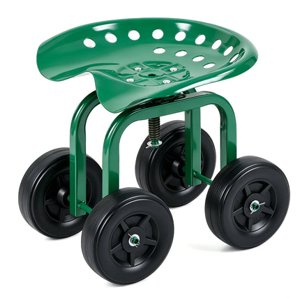 Goplus Garden Cart with Wheels, Utility Stool Cart w/Adjustable 360 Degree Swivel Seat