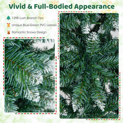 Goplus 9ft Pre-Lit Artificial Pencil Christmas Tree, Hinged Slim Xmas Tree with 500 Warm-White LED Lights