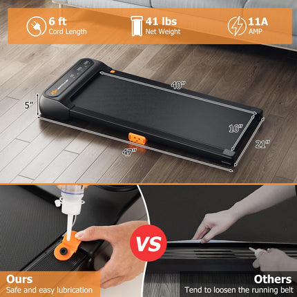 Walking Pad, Under Desk Treadmill for Home and Office - Goplus