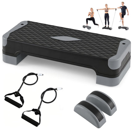 Goplus 3-in-1 Aerobic Step Platform 600 LBS Adjustable Exercise Stepper