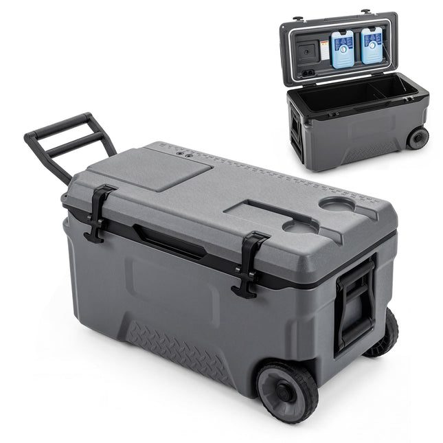 Goplus 53/74 QT Insulated Hard Cooler | Keeps Ice 6 Days for Camping Fishing