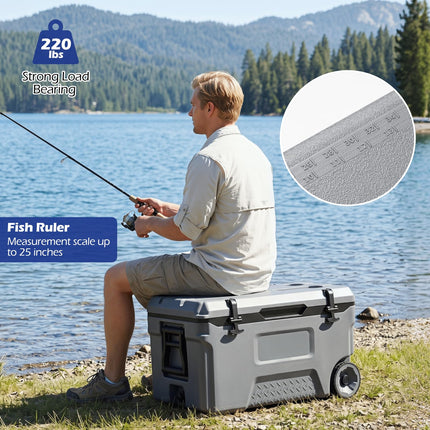 Goplus 53/74 QT Insulated Hard Cooler | Keeps Ice 6 Days for Camping Fishing