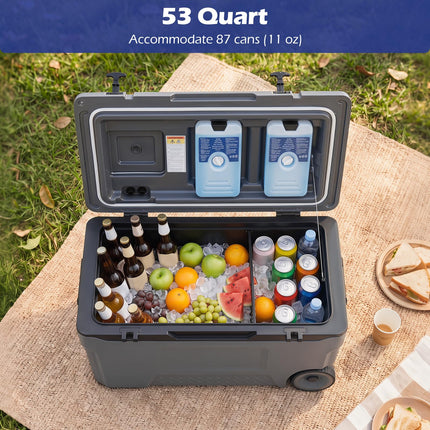 Goplus 53/74 QT Insulated Hard Cooler | Keeps Ice 6 Days for Camping Fishing
