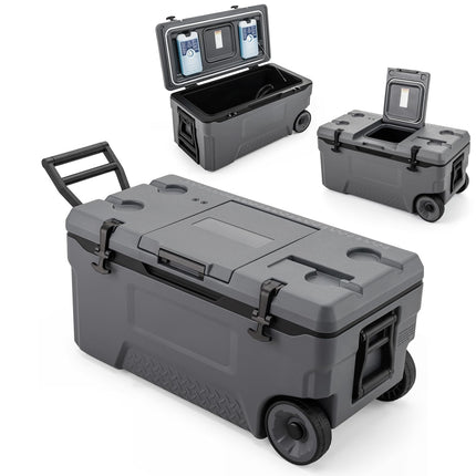 Goplus 53/74 QT Insulated Hard Cooler | Keeps Ice 6 Days for Camping Fishing