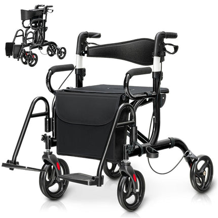 Goplus 2 in 1 Rollator Walker for Seniors, Medical Walker with Seat