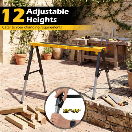 Goplus 2 Pack Folding Saw Horses with 12 Adjustable Leg Heights and Carry Handles