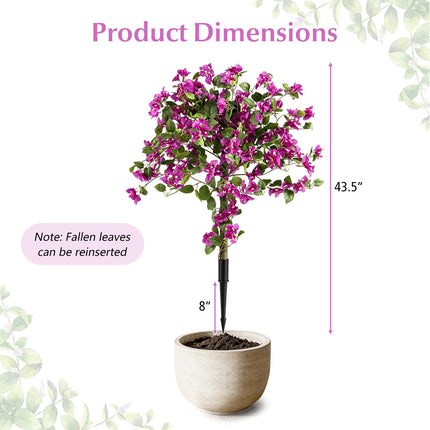 Goplus 43.5" Artificial Bougainvillea Trees w/Ground Spike | 2 Pack Sun-Protective Fake Silk Floral Plants