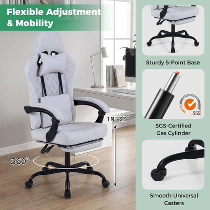 Goplus Gaming Chair with Footrest Lumbar Support High Back Ergonomic Game Chair