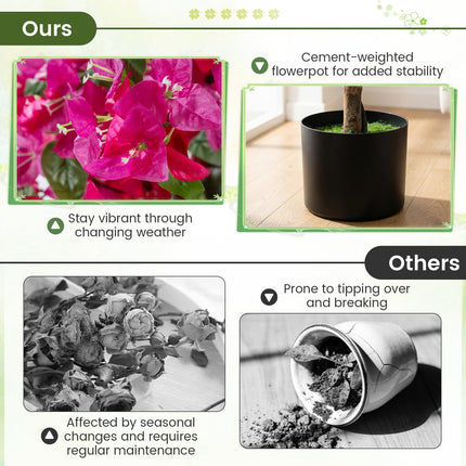 Goplus 2 Pack Artificial Azalea Trees 51" Faux Floral Plants with Vivid Blooming Flowers