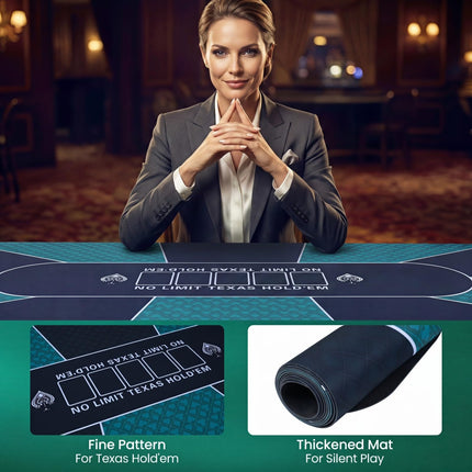 Goplus 70"x35" Poker Mat | 10 Players Texas Hold'em Poker Table Top